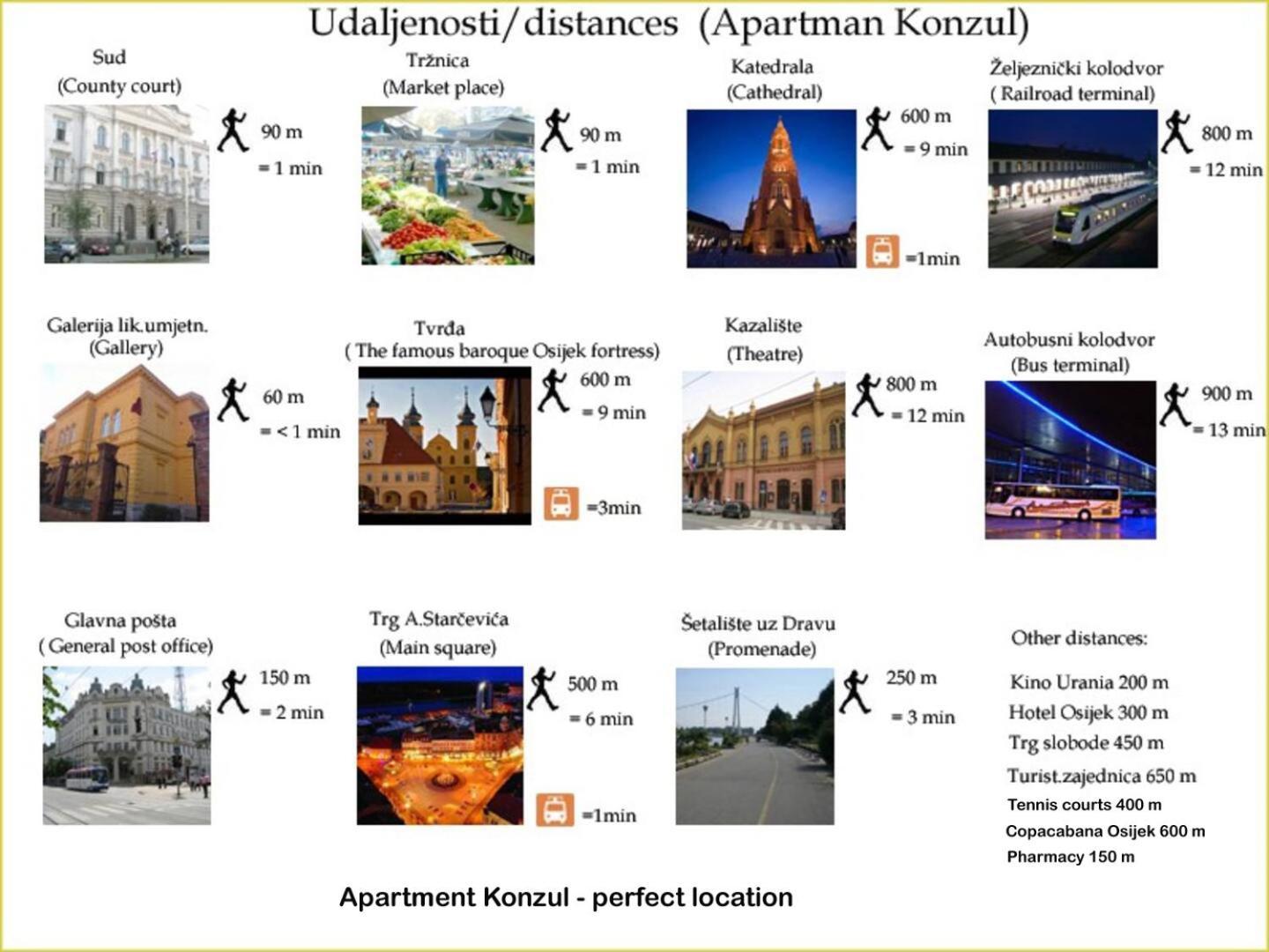 Konzul -Top Apartment, Strict Center, Parking Осієк Екстер'єр фото